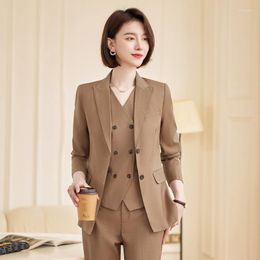 Women's Two Piece Pants Office Lady 3 Set Blazer Waistcoat Business Work Wear Uniforms 2023 Fashion Women Pant Suits Trousers Jacket Outfits