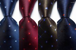 Bow Ties Fashion Plaid Tie Men's 8cm Silk Necktie Set Red Blue Brown JACQUARD WOVEN