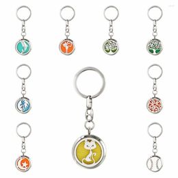 Keychains Christmas Deer 30mm 316L Stainless Steel Diffuser Locket Keychain Keyrings Jewelry 10pcs Pads