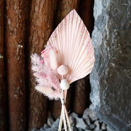 Decorative Flowers Artificial Plants Colourful Cattail Fan Preserved Leaves Dry Flower Sets Natural Palm Material For Home Wedding Decoration