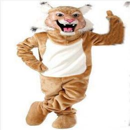 2019 High quality New Profession Wildcat Bobcat Mascot Mascot Costumes Halloween Cartoon Adult Size Grey Tiger Fancy Party Dress238S