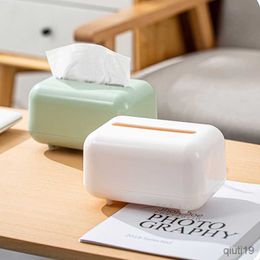 Tissue Boxes Napkins Household simple tissue box Plastic Living room dining room desktop dustproof wet paper towel storage box With cover and spring R230715