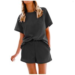 Women's Tracksuits Loose High Waist Fashion Solid Color Suit Ruffle Short Sleeve Ladies Casual Soft Two-piece Set 2023