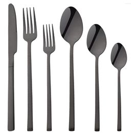 Dinnerware Sets 1Pc Stainless Steel Cutlery Set Mirror Black Knife Dessert Fork Coffee Spoon Tableware Western Kitchen Flatware