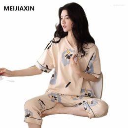 Women's Sleepwear Summer Modal Women Short Sleeve Pyjama Sets Round Neck Comfortable Soft Pyjamas Femme M-XXL Female Nightwear