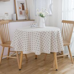 Table Cloth Japanese Round Lace Resistant Dust Proof Cover Mat Washable Cotton Linen Tablecloth Party Wedding Picnic Decoration