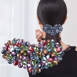 Hair Clips Fashion Crystal Floral Hairpin Girl Ladies Hairwear Jewelry For Women Rhinestone Alloy Clip Party Heart-shaped Barrettes