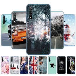 For Huawei Nova 5T Case Soft TPU Back Silicon Phone Cover On Nova5T 5 T YAL-L21 6.26'' Fundas Coque Bumper Winter Snow Christmas