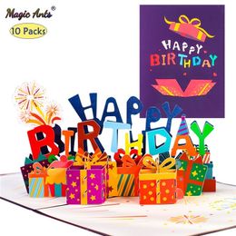 Greeting Cards 10 Pack Happy Birthday Card for Wife Mom Dad Kids Pop-Up Birthday Gift 3D Greeting Cards 230714