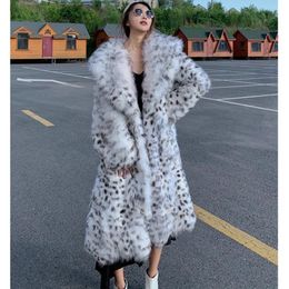 Jackets Women's Winter Imitation Fox Fur Young Leopardprint Fur Coat Long Kneelength Mink Coat