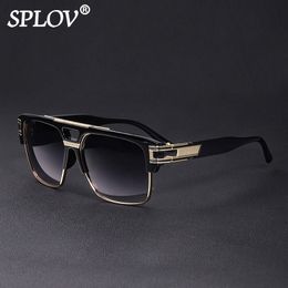 Sunglasses Trendy Luxury Men Square Large Frame Mirror Gradient Clear Lens Metal Shades Anti Blue Light De Sol UV400 230714