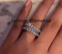 Cut Emerald Wedding 2ct Rings Diamond Cz Ring 925 Sterling Silver Promise Engagement Wedding Band Rings for Women Gemstones Party Jewellery Gift 10