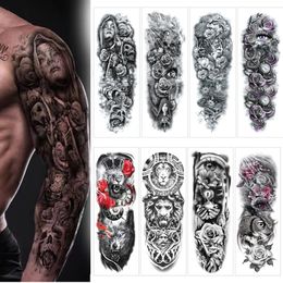 Temporary Tattoos Large arm sleeve lion temporary tattoo waterproof male and female body painted tiger full arm carpet fake tattoo sticker 230715