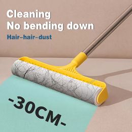 Lint Removers Portable Dust Remover Mop Clothes Carpets Floor Pet Fur Roller Adjustable Long Handle Hair Sticky with Paper Rolls 230714