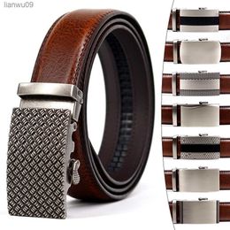 Brand Simple Casual Men's Leather Belt Designer Luxury Cowhide Belt Ratchet High Quality Alloy Automatic Buckle L230704