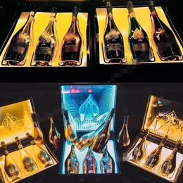 Bar Wine Presenter 3 Bottles LED Rechargeable Display Case Ace of Spade Glorifier Box Champagne Bottle Carrier For NightClub Party3045