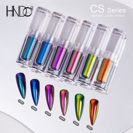 Nail Glitter HNDO Small Tube Liquid Type Mirror Chrome Powder with Brush Inside for Professional Art Decor Manicure Pigment 230714