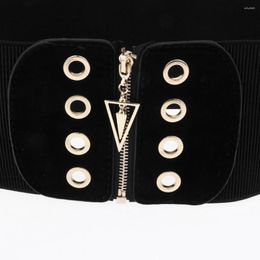Belts Vintage Women Ladies Elastic Wide Zipper Waistband Waist Belt