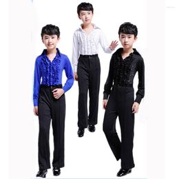 Stage Wear Boy Latin Dance Salsa Costume Male Children's Ballroom Performing Party Tops Pants American