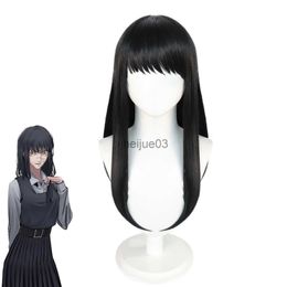 Synthetic Wigs Anogol Synthetic Mitaka Asa Cosplay Wig Anime Chainsaw Man 60CM Black Long Hair Machine Made for Halloween Party x0715