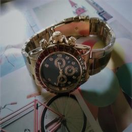 Colourful Big diamond gold watch rhinestone women men Designer automatic wristwatches bracelet clock226x