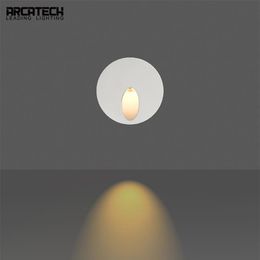 3W Recessed LED Step Lights Round Pathway Wall Corner Lamps LED Stair Light Aisle Lamps Embedded Concrete Wall Lamp AT-8R219s