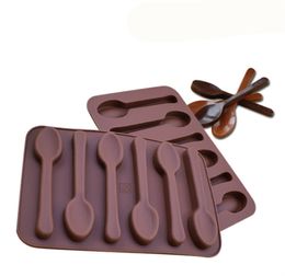 Non-stick Silicone DIY Cake Decoration mould 6 Holes Spoon Shape Chocolate Moulds Jelly Ice Baking 3D Candy JL1568