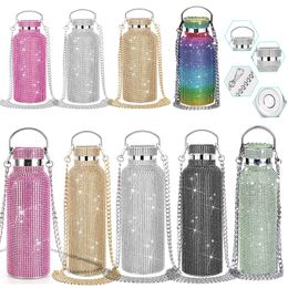 Tumblers 350ml500ml750ml Reusable Bling Diamond Thermos Bottles Portable Glitter Water Bottle Stainless Steel Thermal Flask 230714