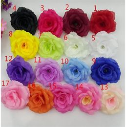 200 pcs lot 8 cm burgundy Artificial flowers heads Big rose ball head brooch festival Wedding Decoration Silk flower247y