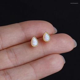 Stud Earrings Genuine Gold Color White Stone Fashion Water Drop Opal Women's Wedding Boutique Jewelry