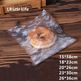 LBSISI Life Soft PE Frosted Plastic Bag For Bread Toast Cookie Candy Disposible PE Top Open Flat Food Gift Bags 201015230k