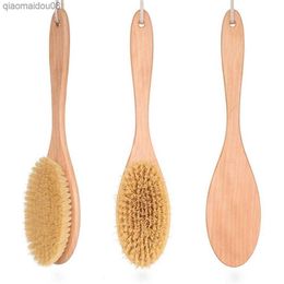 Sisal Natural Bristle Wooden Bath Shower Massage Exfoliating Brush Body Skin Dry Back Spa Scrubber Cactus X9U4 L230704