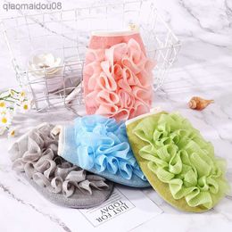 Bath Glove Flower Double Use Scrub Bath Toiletries Soft Bathroom Shower Bath Brushes Sponges L230704