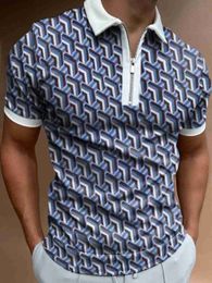 Men's T-Shirts Men's T-Shirt Zipper POLO Shirt Various Printing Lapel Short Sleeve Pullover Casual L230715