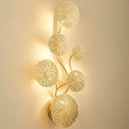 Indoor Living Room Decoration Wall Lamp With G4 LED Bulbs Bedroom Bedside Lighting Lamp Fixtures Lotus Leaf Shape Wall Sconce MYY248m