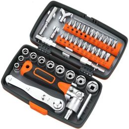 Screwdrivers 38 in 1 Screwdriver Set Retractable Household Multifunctional Plum Shaped Rice Word Ratchet Box 230714