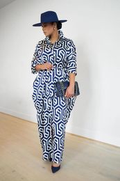 Casual Dresses Elegant Printed Women Shirt Dress Sexy Ruched Long Sleeve Lace Up Evening Party Midi Drerss Vestido African Feminino