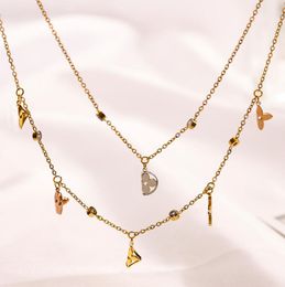 Fashionable 18K Gold Plated Stainless Steel Necklaces Choker Chain Crystal Letter Pendant Statement Fashion Womens Necklace Wedding Jewellery Accessories