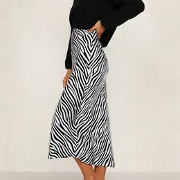 Skirts Women Sexy Zebra Print Skirt Women's High Waist Split Mid-Length Casual Bodycon All-Match Femininas Streetwear