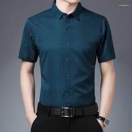 Men's Casual Shirts Shirt Male Fashion Blouses Thin Section Social Simple Luxury Clothing Novelties 2023 Trend To Sell Lattice Business