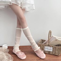 Women Socks Japanese Lolita White Black Leggings Lace Girls Kawaii Bubble Boot Cuffs Summer Thin Sleeve Cover