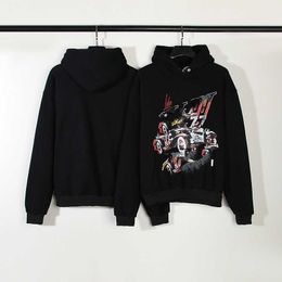 Men and women with the same hoodie fashion kanyeey hellstar fall/winter new hip hop graffiti motorcycle style retro do old hoodie coat trend