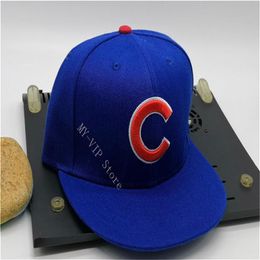 Ready Stock New Chicago Royal Blue Colour Fitted Hats Man Cool Baseball Caps Adult Flat Peak Hip Hop Fitted Cap Men Women Full Clos261Z