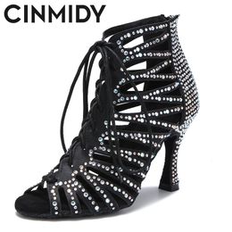 Sandals CINMIDY Latin Dance Shoes Women Indoor Hollow Out Ballroom Dance Boots High Heels Party Shoes Tango Salsa Shoes For Dancing 230714