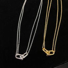 Pendant Necklaces Designer Horseshoe Buckle Double Layer Locket Necklace Women Luxury Brand Choker Jewellery Trend 230714