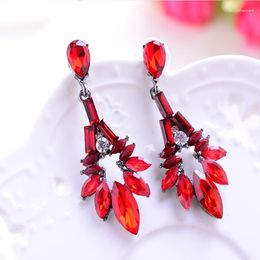 Dangle Earrings LUBOV 2023 Colourful Opal Stone Drop 6 Colours Crystal Flower Shape Pendant Fashion Women Jewellery