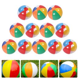 Party Balloons 12 pieces of children's swimming toys inflatable beach balls rainbow Coloured swimming pool balls 230714