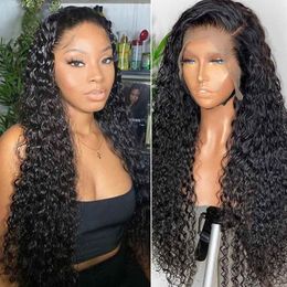 Curly Human Hair Wigs 13x6 Deep Wave HD Lace Frontal Wig Brazilian Remy Transparent Lace Front Wig For Women 26Inch