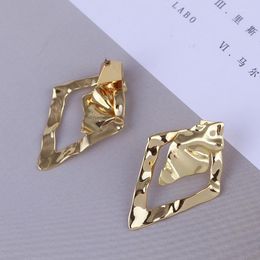 Stud Earrings European And American Jewelry Fashion Glossy Wave Pattern Leaves Hollow Diamond Detachable