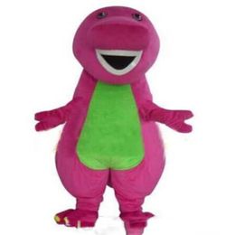 2018 High quality Barney Dinosaur Mascot Costumes Halloween Cartoon Adult Size Fancy Dress197R